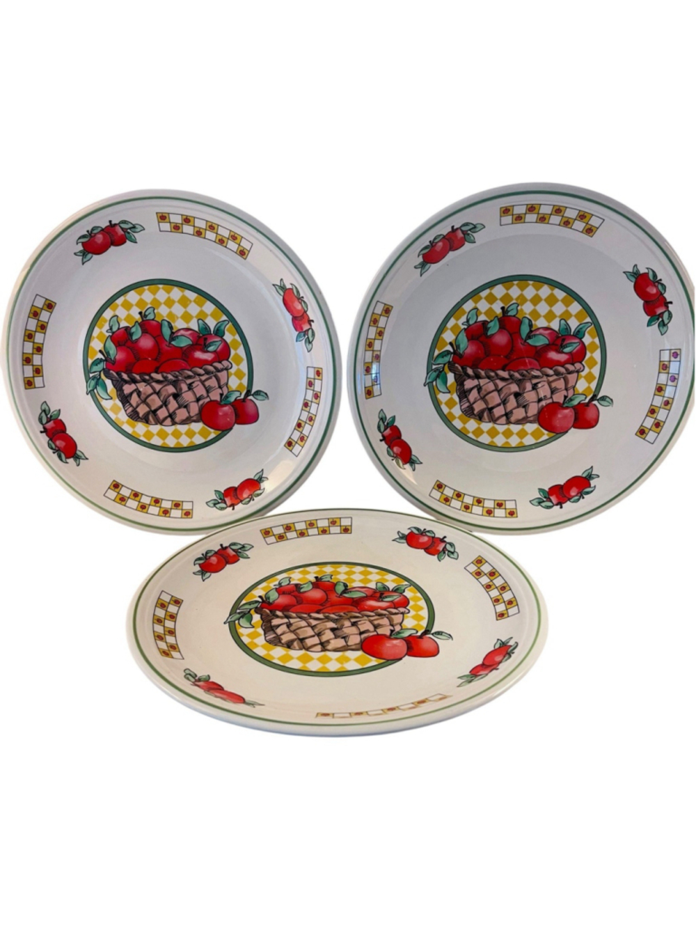 Set of 3 Vintage Apple Plates 10”Global Designs Fall Harvest Orchard